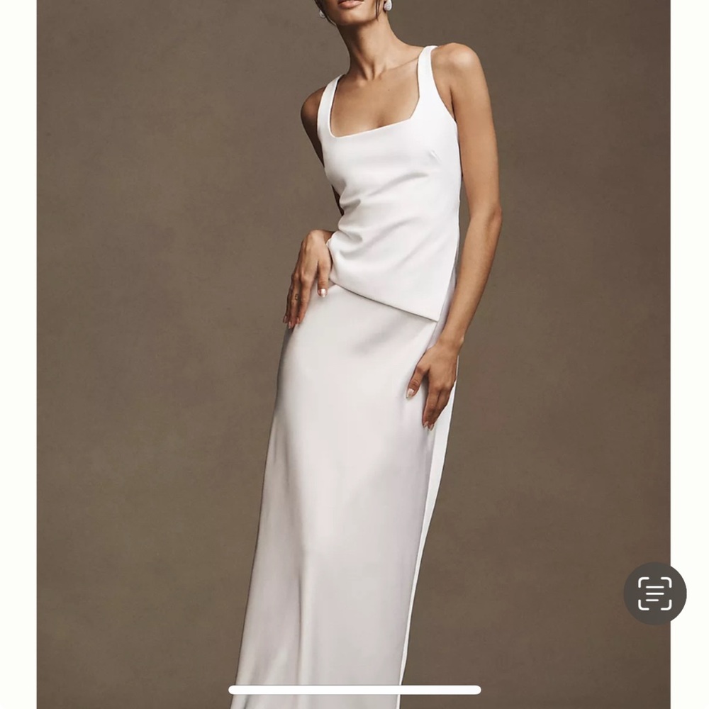 Elegant White Wedding Dress with neck scarf